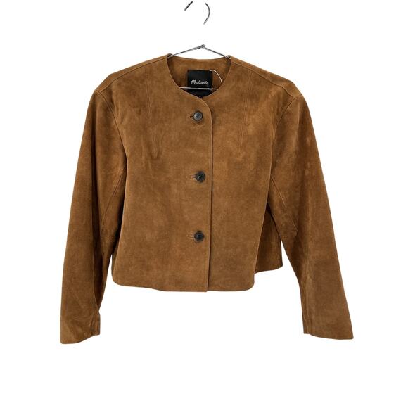 Madewell Brown Calfskin Crop Cardigan Jacket Size S - Picture 2 of 4